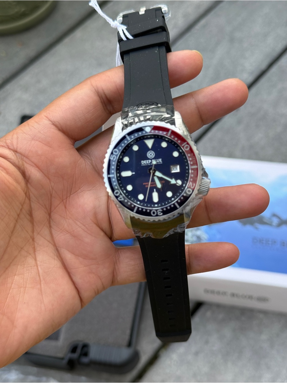 Deep Blue Diver Pepsi  pro sea Watch with Black Rubber Strap 41mm